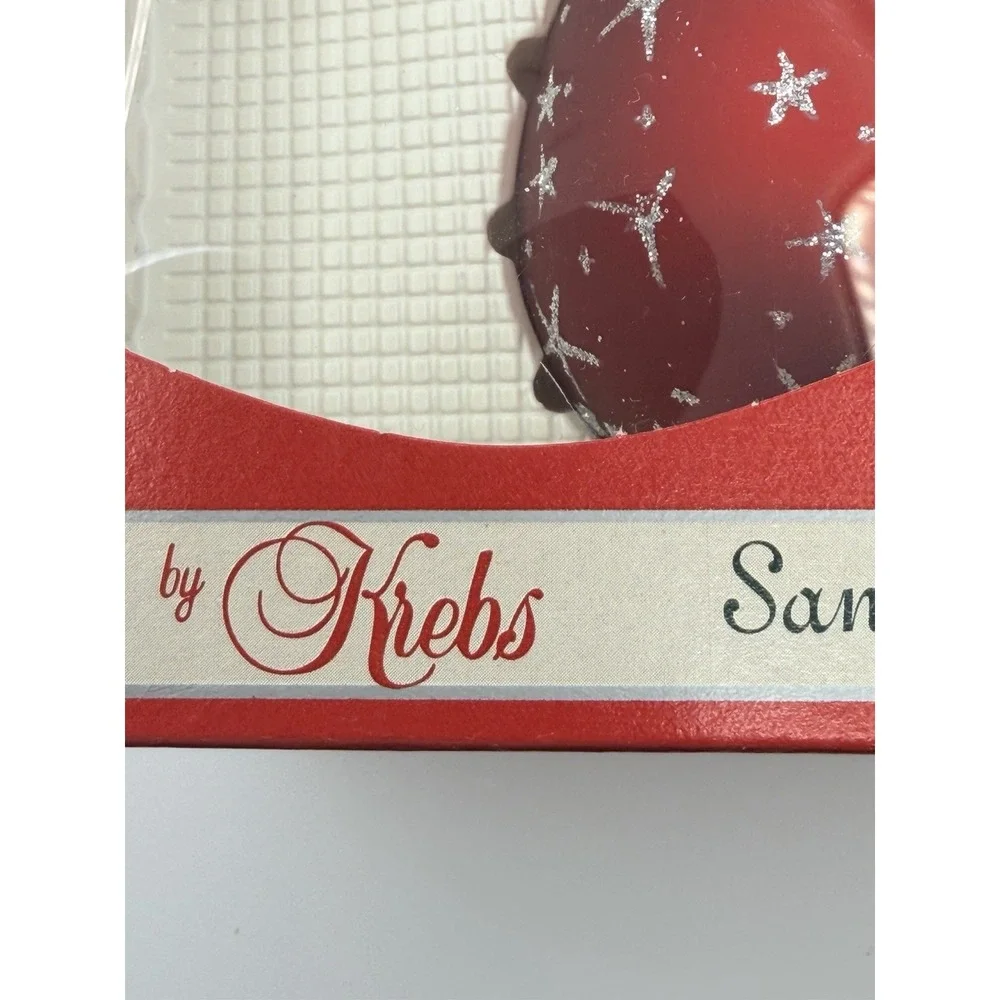 Christmas by Krebs Teardrop Glass Ornament Red w/ Glitter Stars
